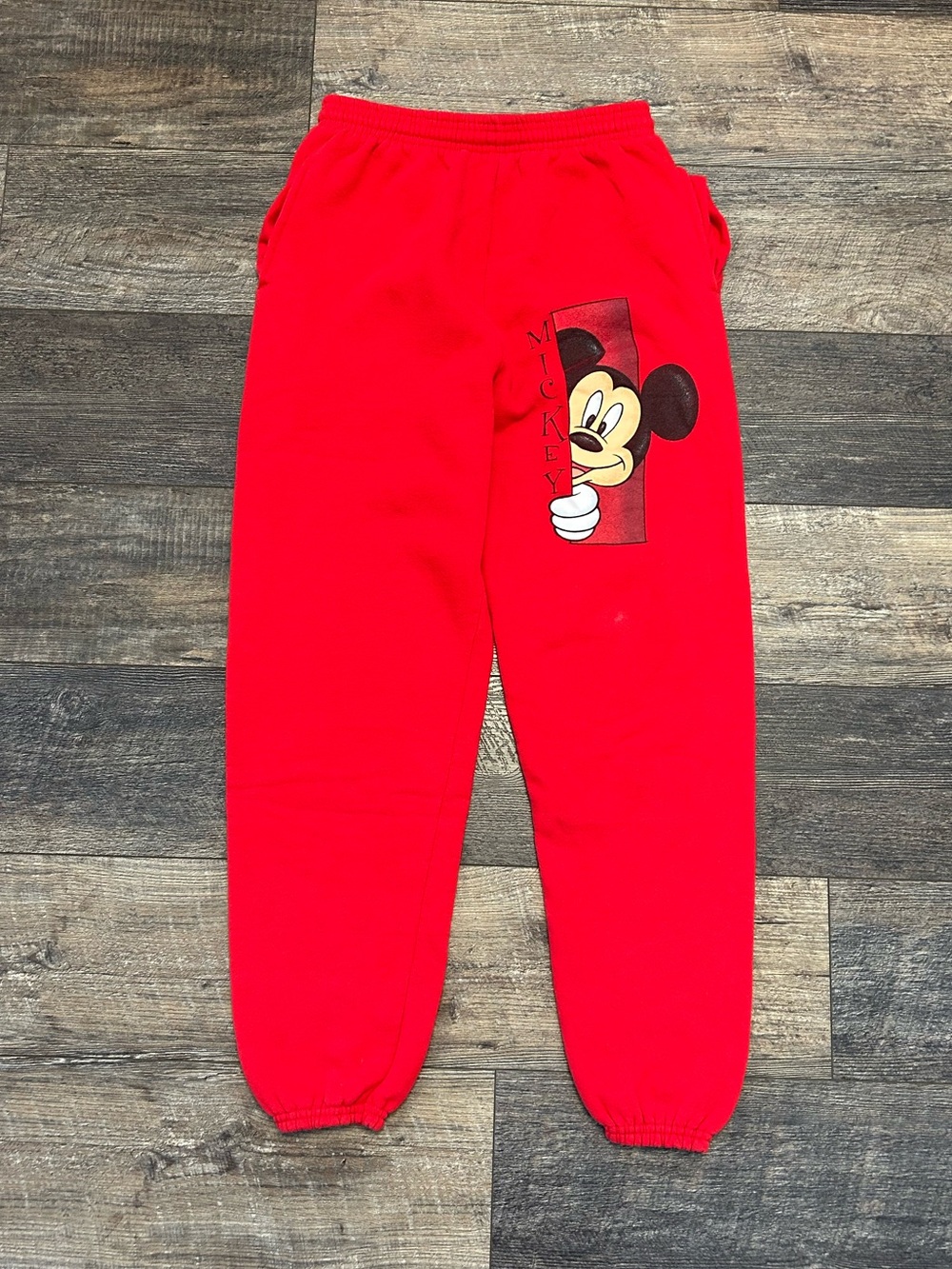 Vintage 90s Disney Store Red Mickey Mouse Sweatpants- Adult size M